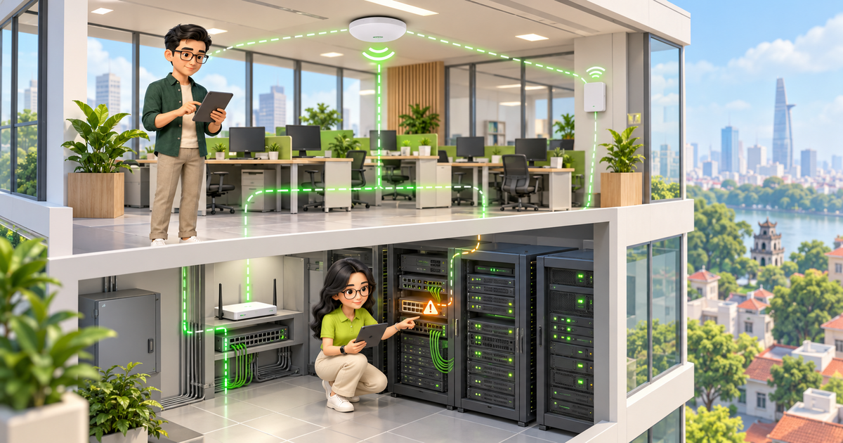 Đội ngũ Arbolume theo dõi trạng thái văn phòng và phòng máy trên nền tảng monitoring tập trung